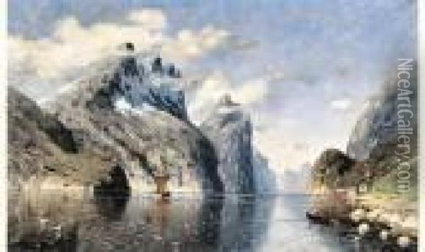 Fjordlandschap In Noorwegen Oil Painting - Adelsteen Normann