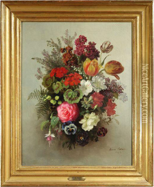 Stilleben Mit Bunten Sommerblumen Oil Painting - Anna Peters