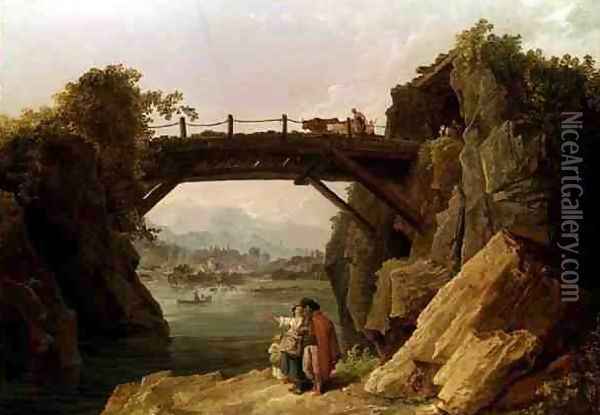 The Bridge Oil Painting - Hubert Robert