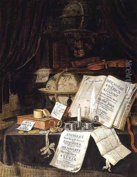 Vanitas Still-Life 1697 2 Oil Painting - Edwart Collier