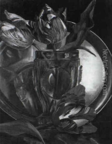 Tulpen In Einem Glas Oil Painting - Hans Frank
