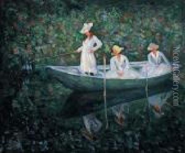 The Boat At Giverny Oil Painting - Claude Oscar Monet