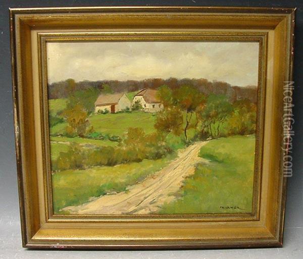 Feldweg Durch Eine Landschaft Oil Painting - Fritz Lange