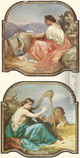 Allegories Of Music Oil Painting - Jules-Alexandre Duval-Lecamus