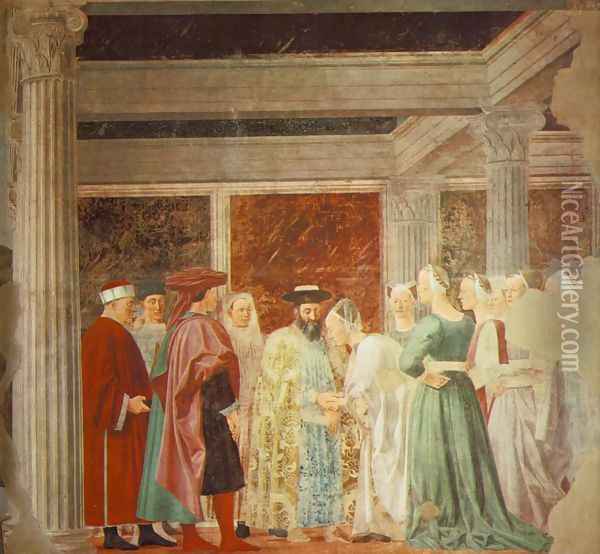 Meeting of Solomon and the Queen of Sheba (right view) c. 1452 Oil Painting - Piero della Francesca