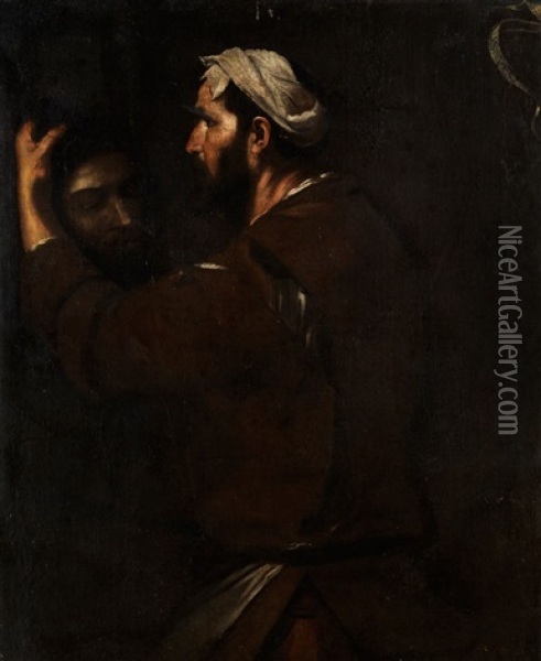 Bartiger Mann Mit Dem Haupt Des Johannes Oil Painting - Jusepe de Ribera