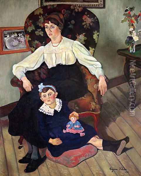 Portrait of Marie Coca and her Daughter, 1913 Oil Painting - Suzanne Valadon