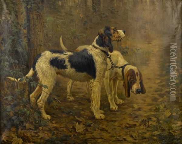 Russian Bloodhounds Oil Painting - Matilda Lotz