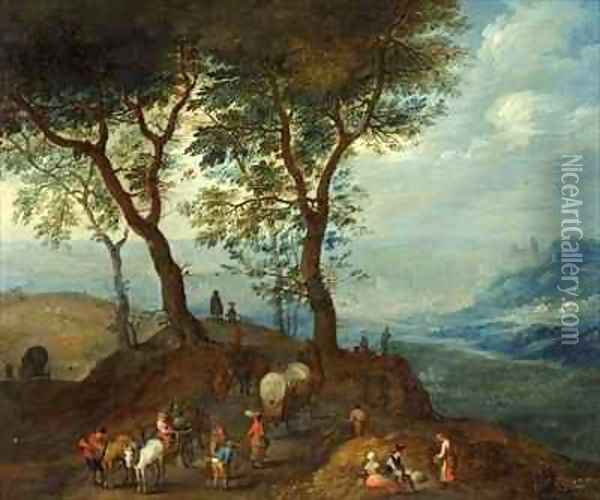 Landscape with Peasant Figures Oil Painting - Pieter III Brueghel