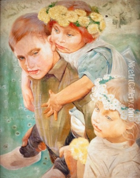 Les Enfants Au Printemps Oil Painting - Paul Rink