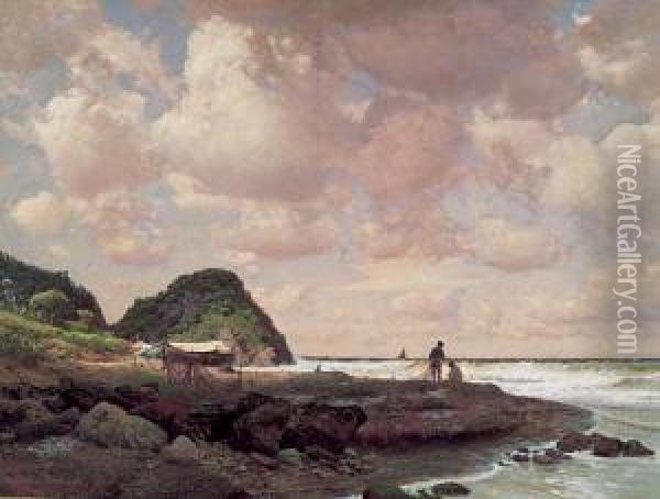 La Spiaggia Del Re Di Noce, Isola D'elba Oil Painting - Pietro Senno