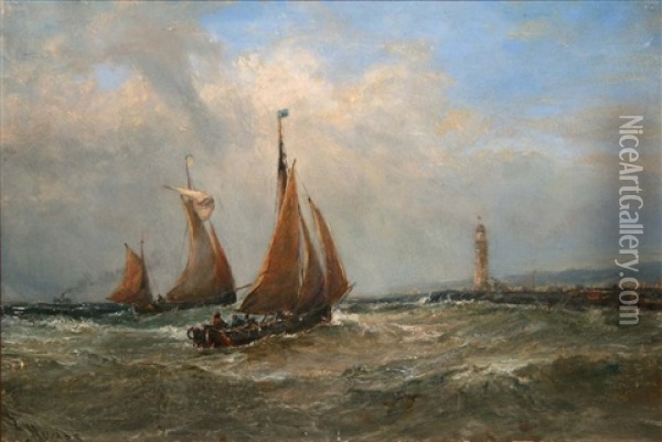 Irish Trawlers, Dublin Bay Oil Painting - Edwin Hayes