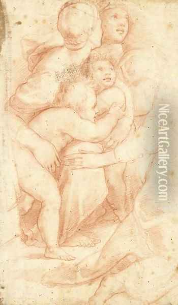Women comforting two small children, after Raphael Oil Painting - Florentine School