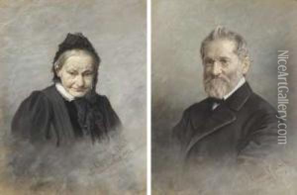 Portraits Von Herrn Und Frau Hille Oil Painting - Klara Wagner-Grosch