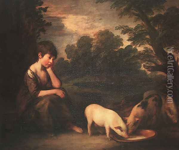 Girl with Pigs 1782 Oil Painting - Thomas Gainsborough