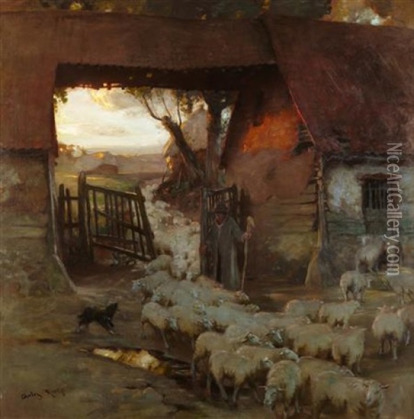 The Return Of The Flock To The Fold Oil Painting - Charles Hodge Mackie