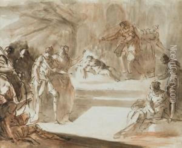 Scene De L'histoire Ancienne Oil Painting - Domenico Mondo