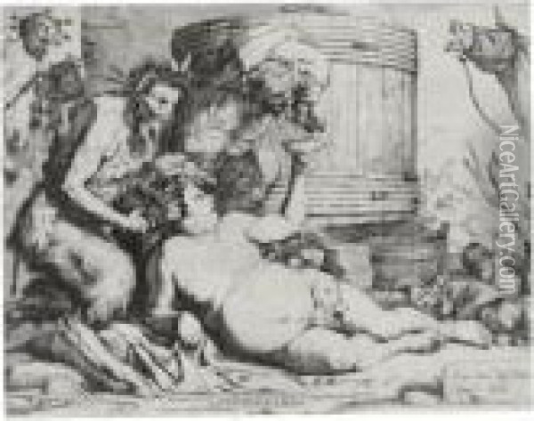 The Drunken Silenus (bartsch 3; Brown 14) Oil Painting - Jusepe de Ribera