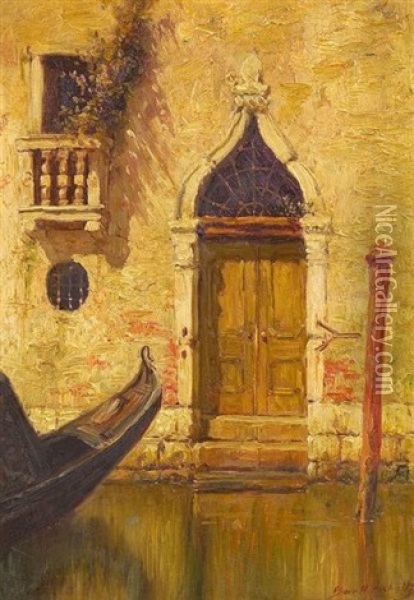 A Gothic Door, Venice Oil Painting - Burr H. Nicholls