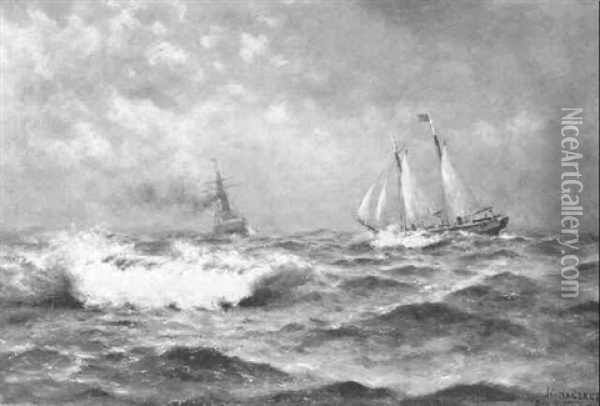 Stormy Seas Off San Francisco Oil Painting - Nels Hagerup