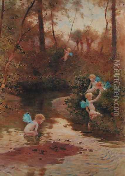 Waterbabies Oil Painting - Hector Caffieri