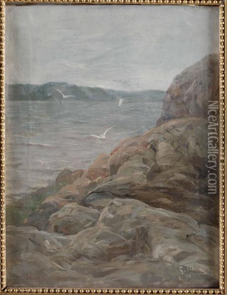 Klippor Vid Havet Oil Painting - Gunnar Aberg