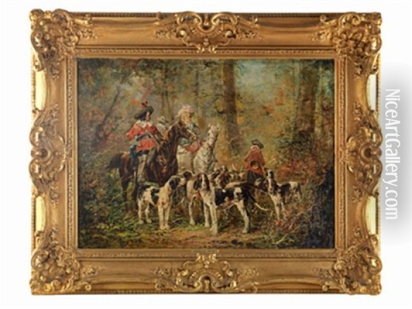 Chasse A Cour Sous Louis Xiii Oil Painting - Ferdinand Victor Leon Roybet