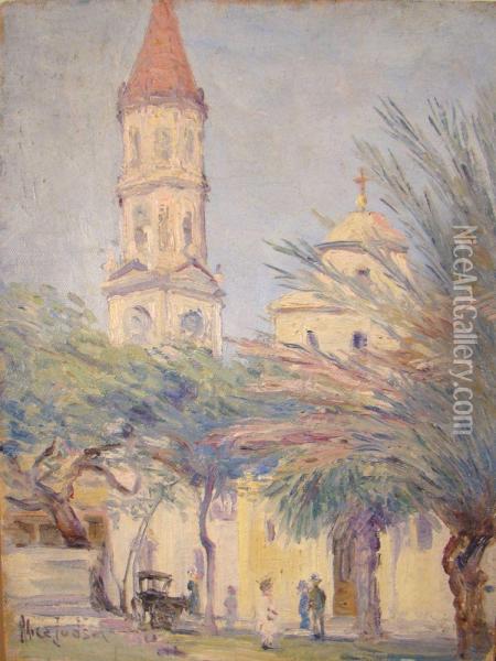Tropical City Scene Oil Painting - Alice Judson