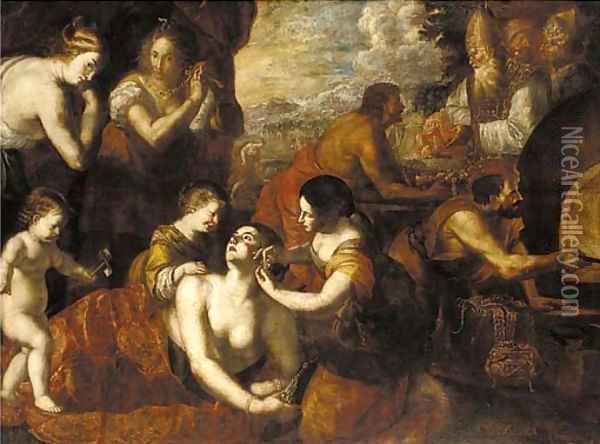 The Creation of the Golden Calf Oil Painting - Niccolo De Simone