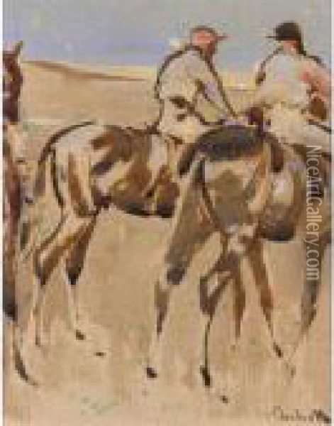 American Jockeys Oil Painting - Joseph Ii Crawhall