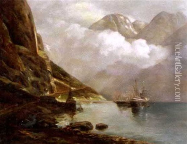 Vue De Fjord En Norvege Oil Painting - Karl Paul Themistocles von Eckenbrecher
