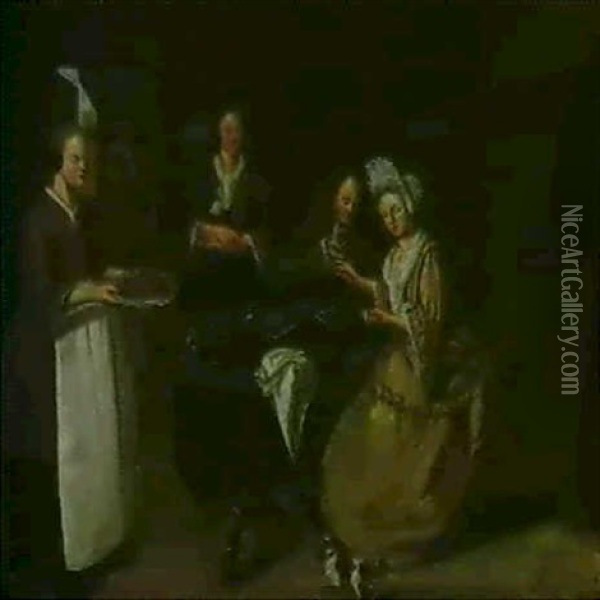 Scene D'auberge: Le Repas Galant Oil Painting - Dietrich Meyer
