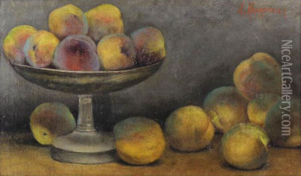Still Life With Peaches Oil Painting - Alexandros Kalloudis