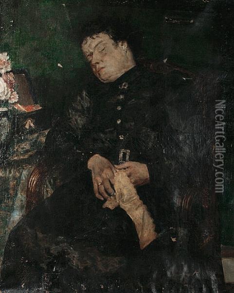 Portrait Of A Woman Sleeping Oil Painting - Aime Stevens
