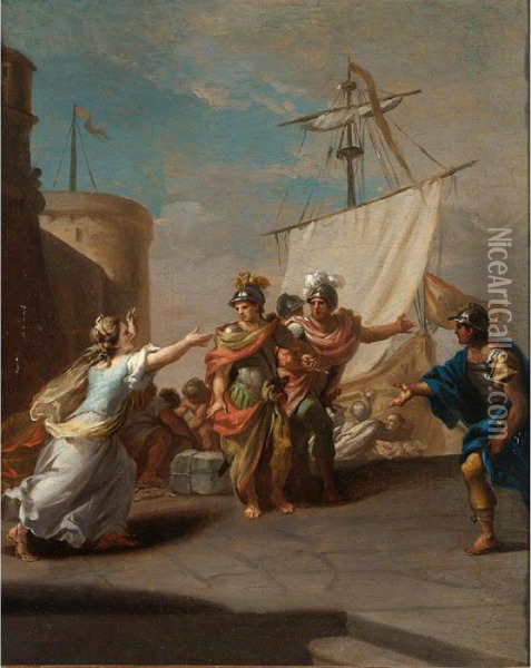 The Flight Of Medea With The Argonauts Oil Painting - Johann Heinrich Schonfeld
