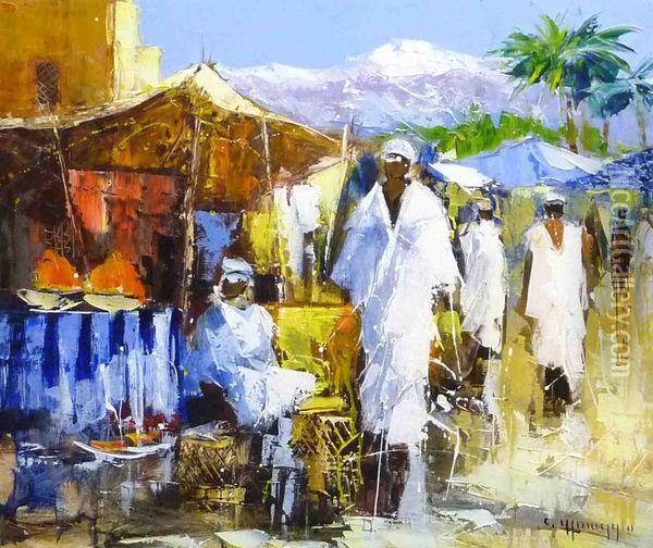Marche Berbere Oil Painting - Celestin Messaggio