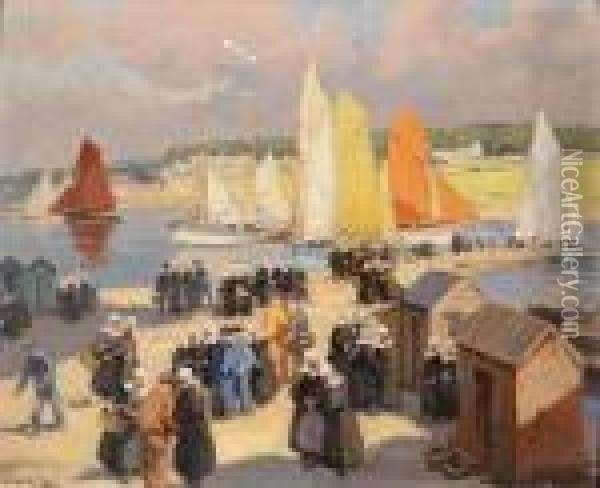 Le Port De Concarneau Oil Painting - Henri Alphonse Barnoin