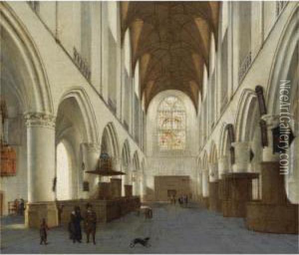 The Interior Of The Church Of Saint Bavo, Haarlem Oil Painting - Hendrick Van Vliet