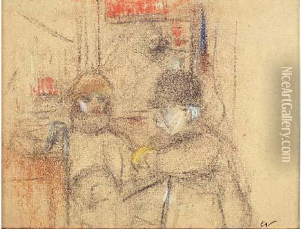 Au Cafe Oil Painting - Jean-Edouard Vuillard