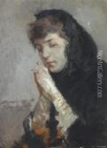 Signora In Preghiera Oil Painting - Mose Bianchi