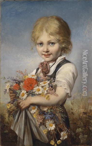 Das Blumenmadchen Oil Painting - Karl Schweninger the Younger