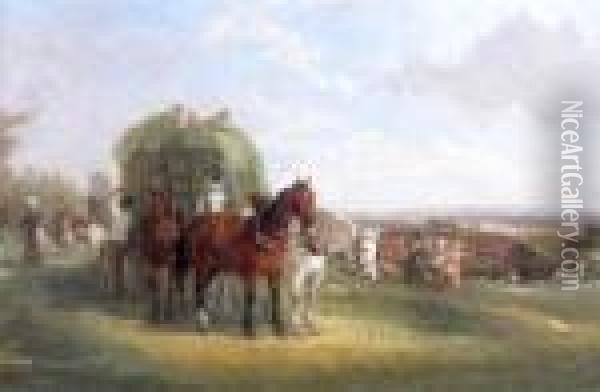 A Pair Of Rural Scenes At Markham. Oil Painting - William Joseph Shayer