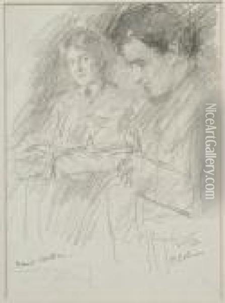 Marie Walker And Padraic Colum Oil Painting - John Butler Yeats