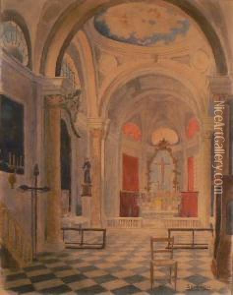 Interno Di Chiesa Oil Painting - Santo Piatti