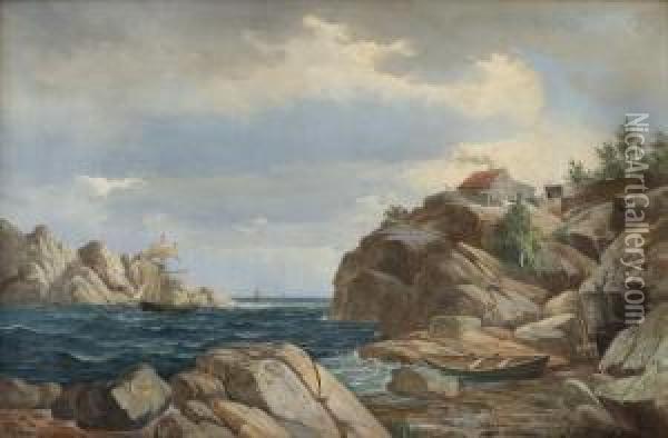 Kystlandskap Med Seilbater Oil Painting - Edvard Skari