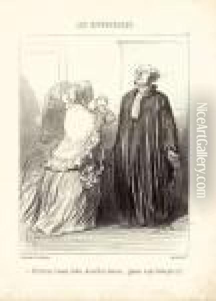 Oh ! M'sieu L'avocat, Tachez De Me Faire Divorcer... Oil Painting - Honore Daumier