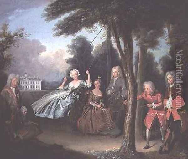 Viscount Tyrconnel with his family 1725-6 Oil Painting - Philipe Mercier