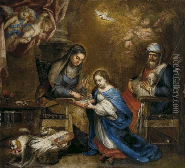 La Educacion De La Virgen Oil Painting - Clemente de Torres
