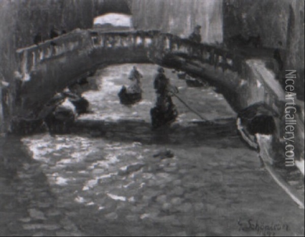 Ponte Dei Berettari In Venedig Oil Painting - Gustav Schoenleber