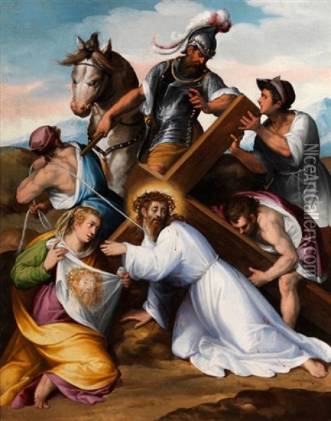 Kreuztragung Christi Mit Der Heiligen Veronika Oil Painting - Tiburzio Passarotti